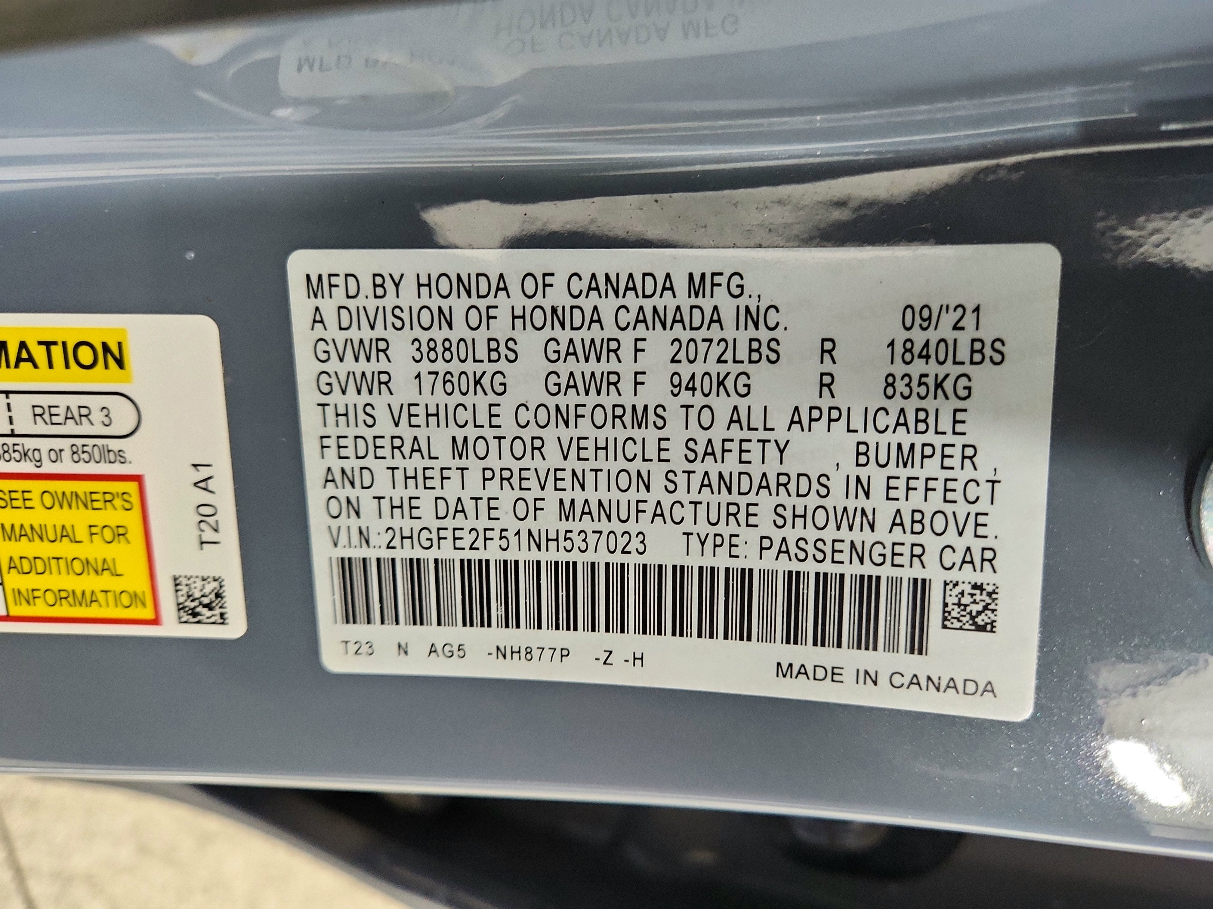 2022 Honda Civic Sedan Sport