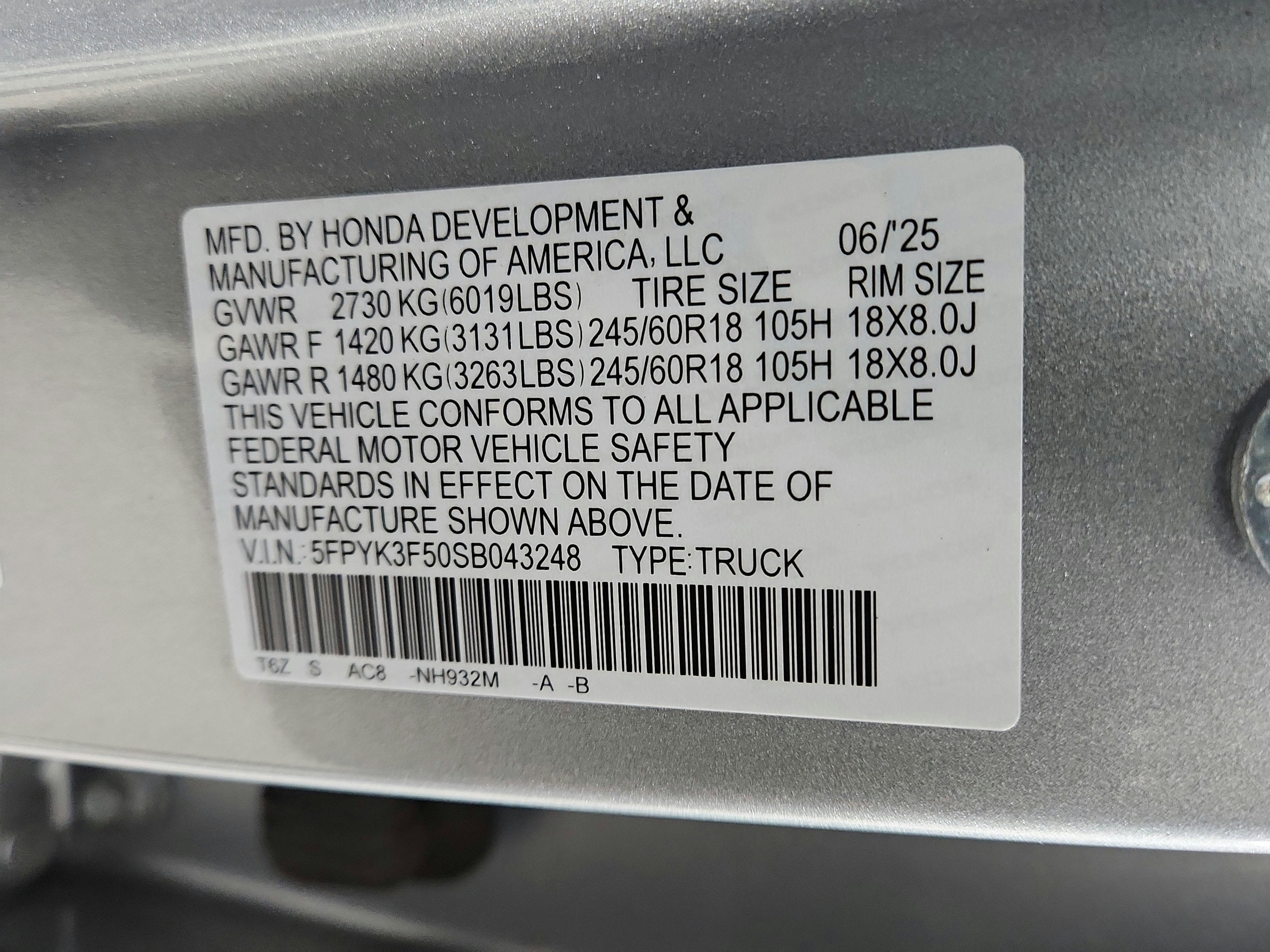 2025 Honda Ridgeline RTL