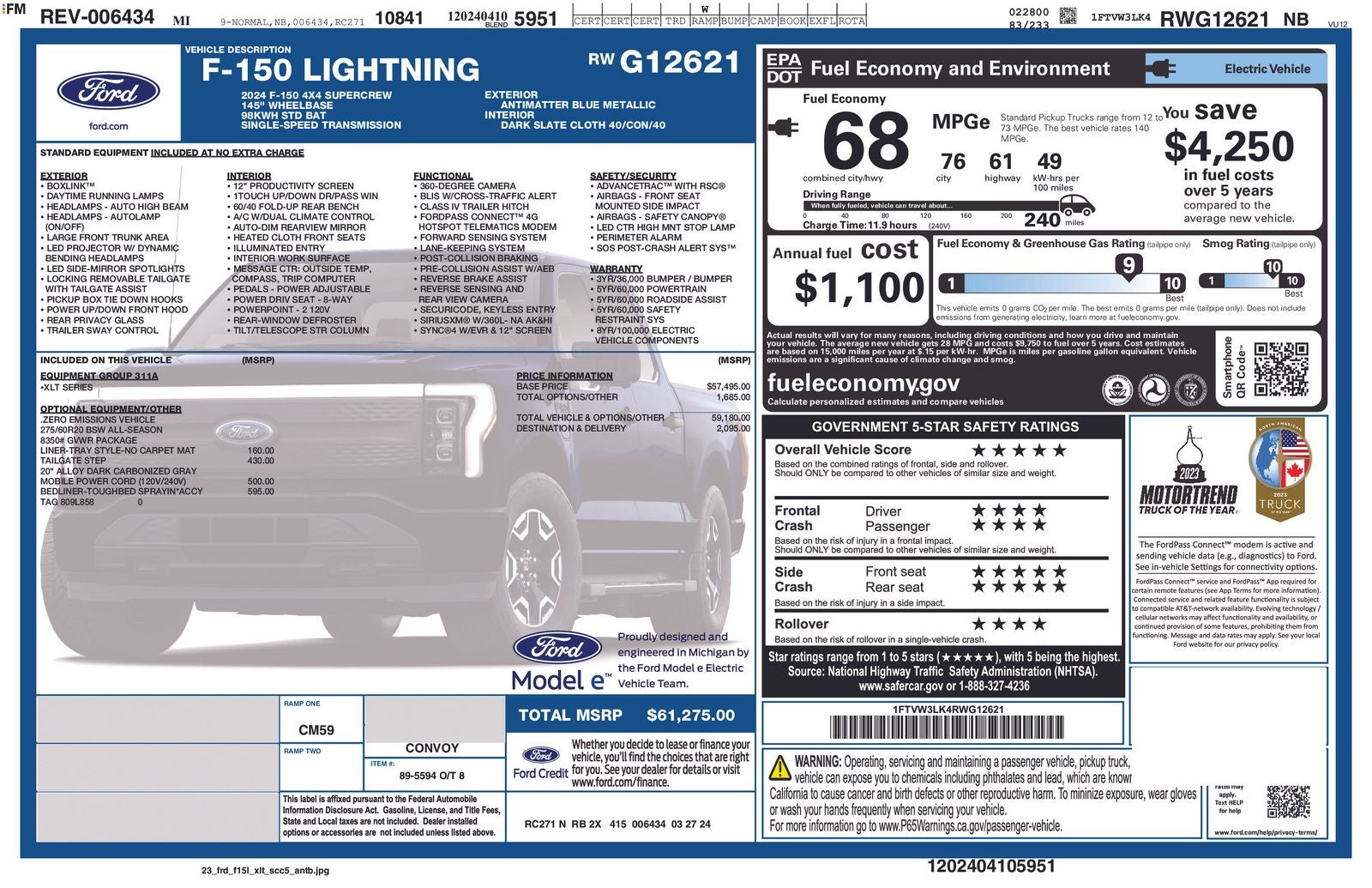 2024 Ford F-150 Lightning XLT 4WD SuperCrew 5.5' Box