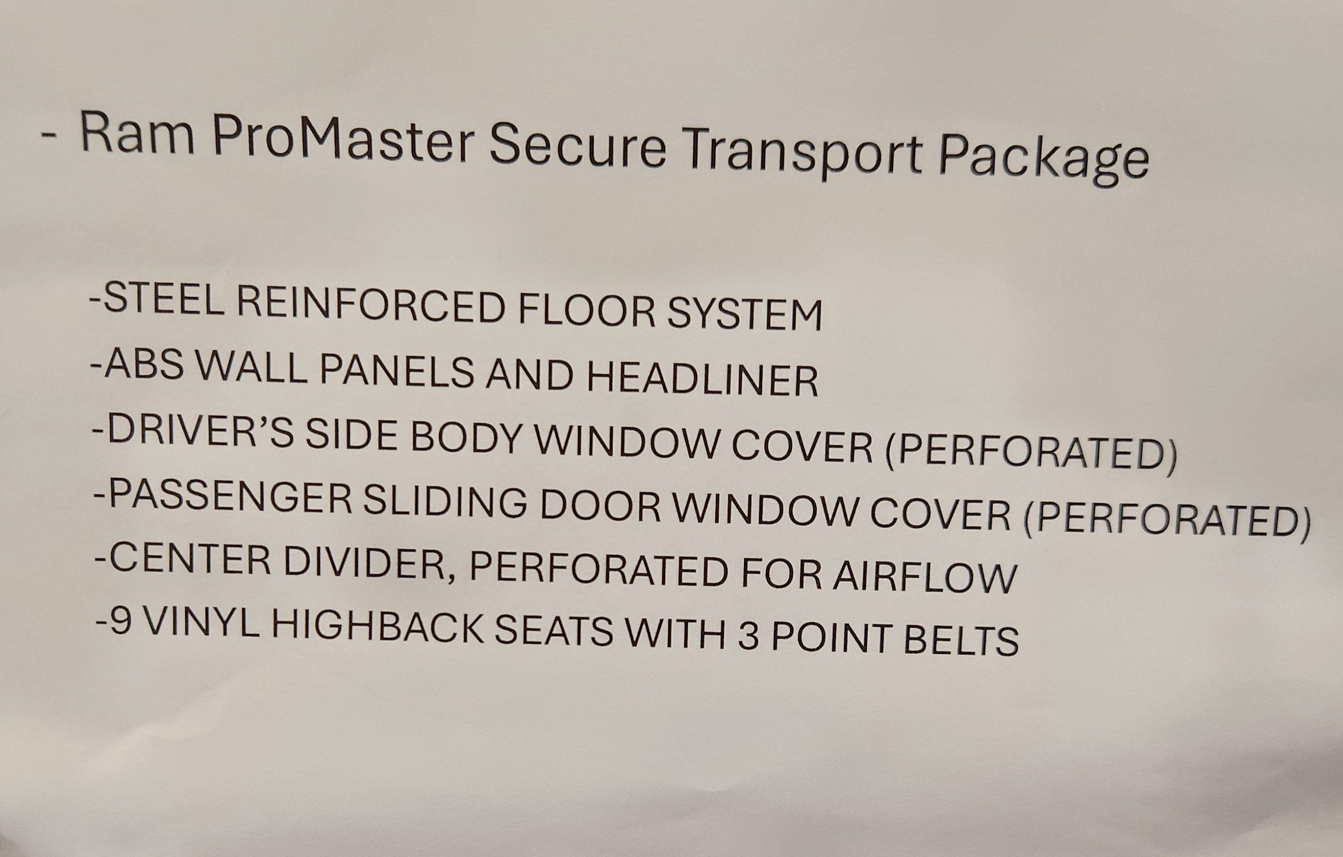 2023 RAM ProMaster 2500 Conversion ProMaster Secure Transport Van